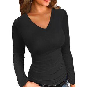 T-Shirts for Women – Short/Long Sleeve V-Neck, Casual Ribbed Slim-Fitted Tops